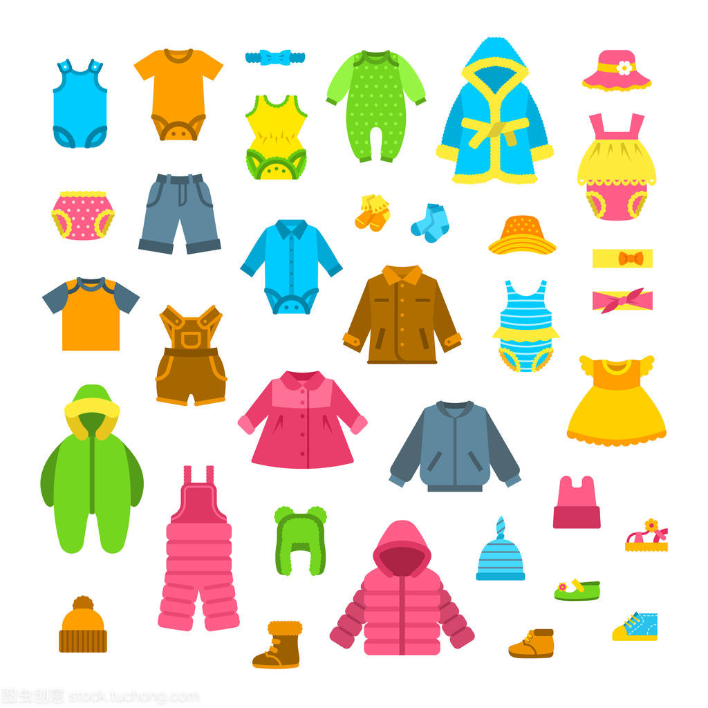 嬰兒服飾平矢量插圖集 鞋帽篇